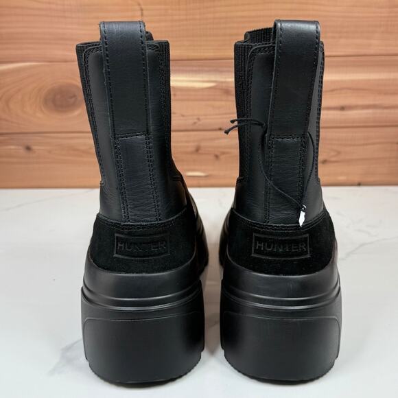 Hunter Explorer Lug Chelsea Leather Boot Black Women's size 9 US - NEW - Picture 4 of 13